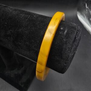 Yellow Marbled Bakelite Bangle Bracelet Vintage Plastic Jewelry